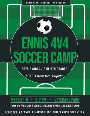 Official Website for the City of Ennis, Texas - Ennis 4v4 Soccer Camp
